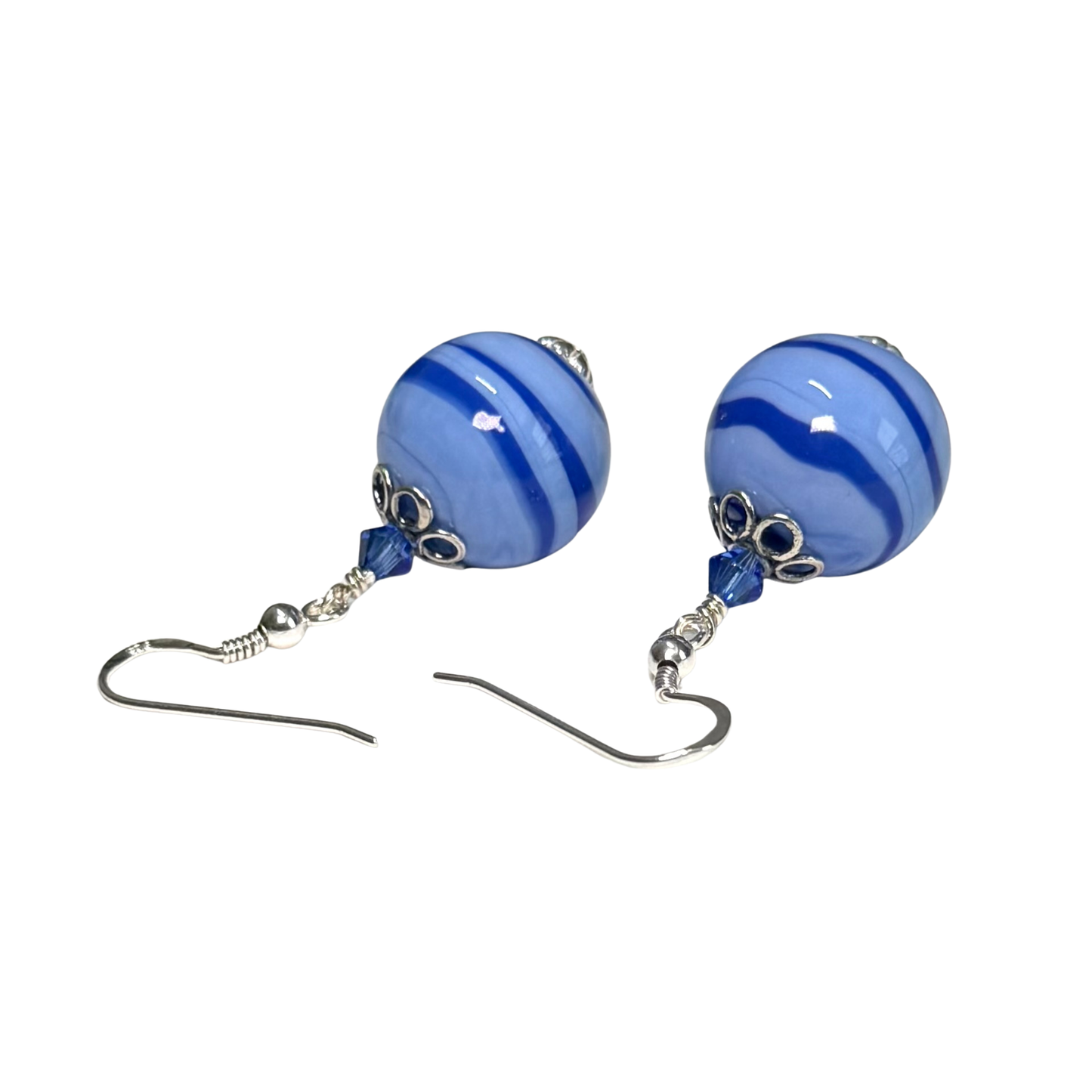 Blue Murano Glass Lampwork Earrings Sterling Silver Earrings