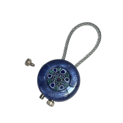 Murano Dark Blue Pearl Millefiori Keychain