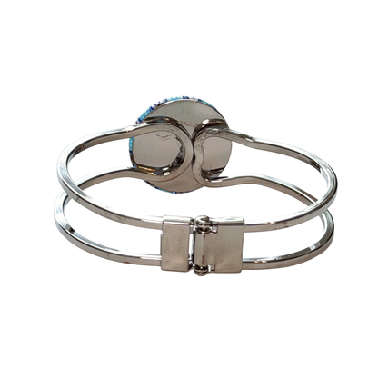 Murano Glass Millefiori Bangle Bracelet – Aqua Blue Italian Glass Bracelet