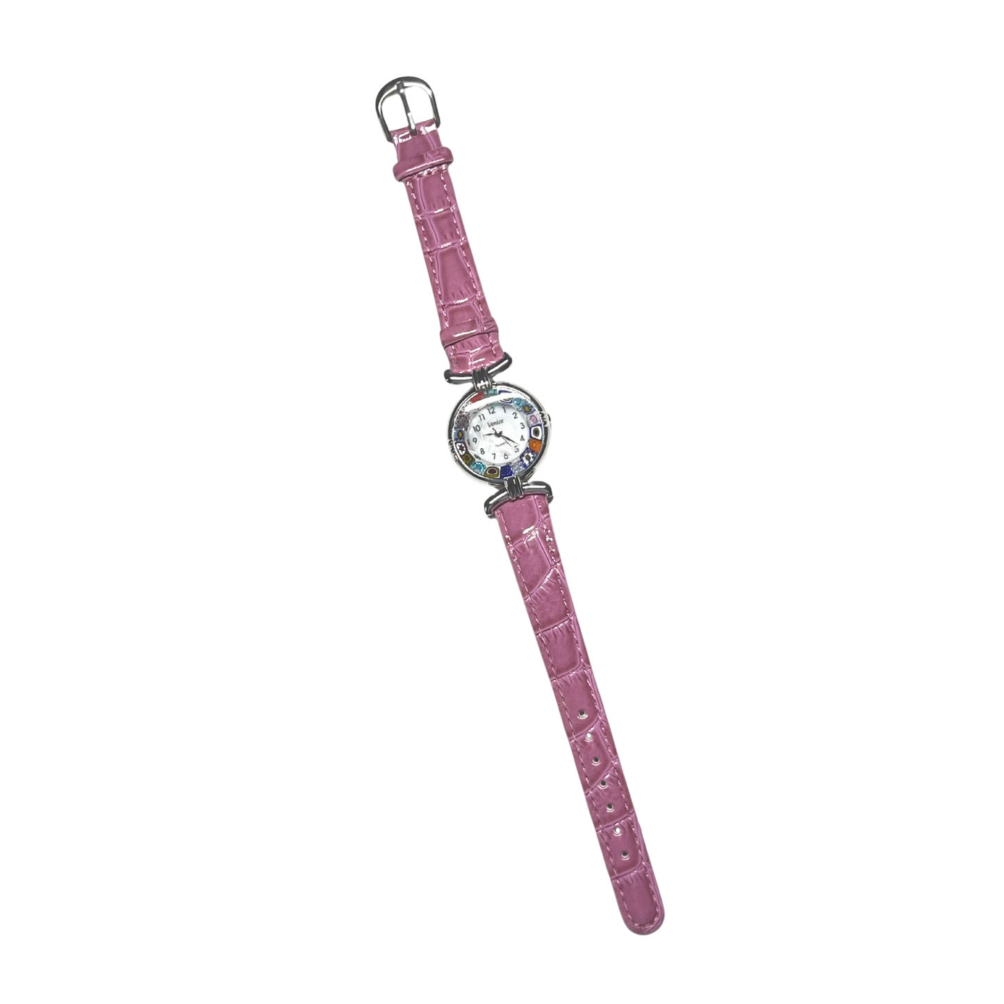 Murano Millefiori Pink Leather Band Watch