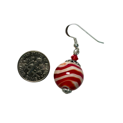 Murano Glass Red Lampwork Earrings Sterling Silver Earrings
