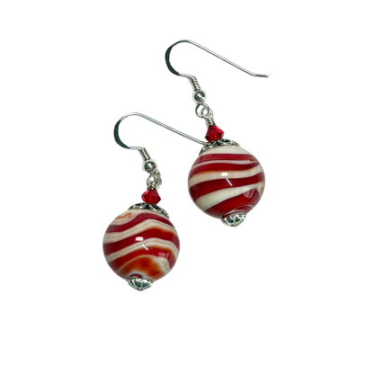 Murano Glass Red Lampwork Earrings Sterling Silver Earrings