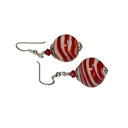 Murano Glass Red Lampwork Earrings Sterling Silver Earrings