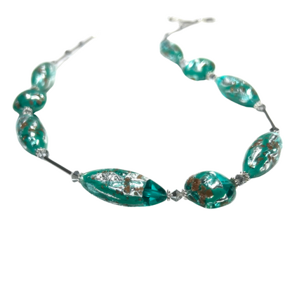 Murano Glass Sea Foam Green Silver Necklace