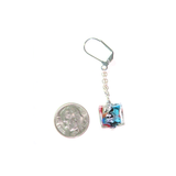 Murano Square Drop Chain Silver Earrings