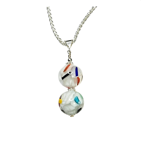 Murano Glass Colorful Ball T-shirt Pendant Necklace