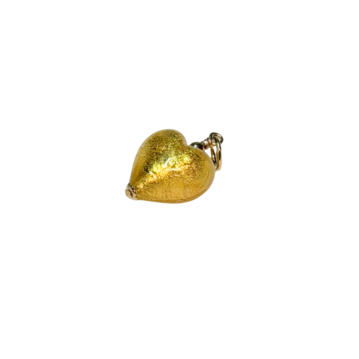 Murano Glass Clear Gold Small Heart Pendant Necklace