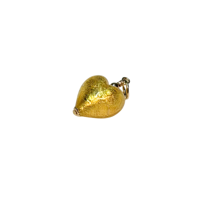 Murano Glass Clear Gold Small Heart Pendant Necklace
