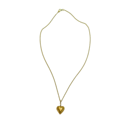 Murano Glass Clear Gold Small Heart Pendant Necklace