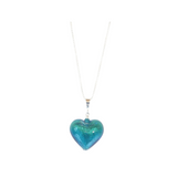 Murano Glass Aqua Green Heart Pendant, Italian Glass Jewelry - JKC Murano