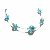 Murano Glass Aqua Ball Illusion Gold Necklace - JKC Murano