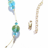 Murano Glass Aqua Ball Illusion Gold Necklace - JKC Murano