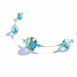 Murano Glass Aqua Ball Illusion Gold Necklace - JKC Murano