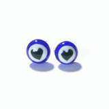 Murano Blue Heart Millefiori Sterling Silver Post Stud Earrings - JKC Murano