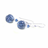 Genuine Murano Glass Navy Blue Sterling Silver Earrings, Clip ons - JKC Murano