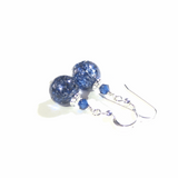 Genuine Murano Glass Navy Blue Sterling Silver Earrings, Clip ons - JKC Murano