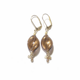 Murano Brown Twist Crystal Cluster Gold Earrings By JKC Murano - JKC Murano