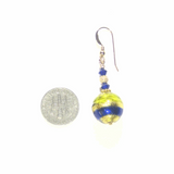 Italian Murano Glass Cobalt Blue Lime Green Gold Earrings by JKC Murano - JKC Murano