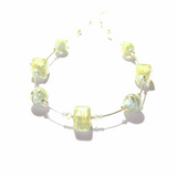 Murano Glass Aquamarine Cube Gold Necklace by JKC Murano - JKC Murano