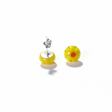 Millefiori Yellow Small Sterling Silver Post Earrings, Studs - JKC Murano
