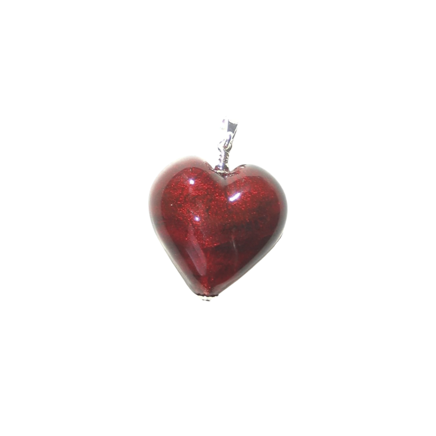 Murano Glass Dark Pink Heart Pendant, Genuine Italian Glass Jewelry