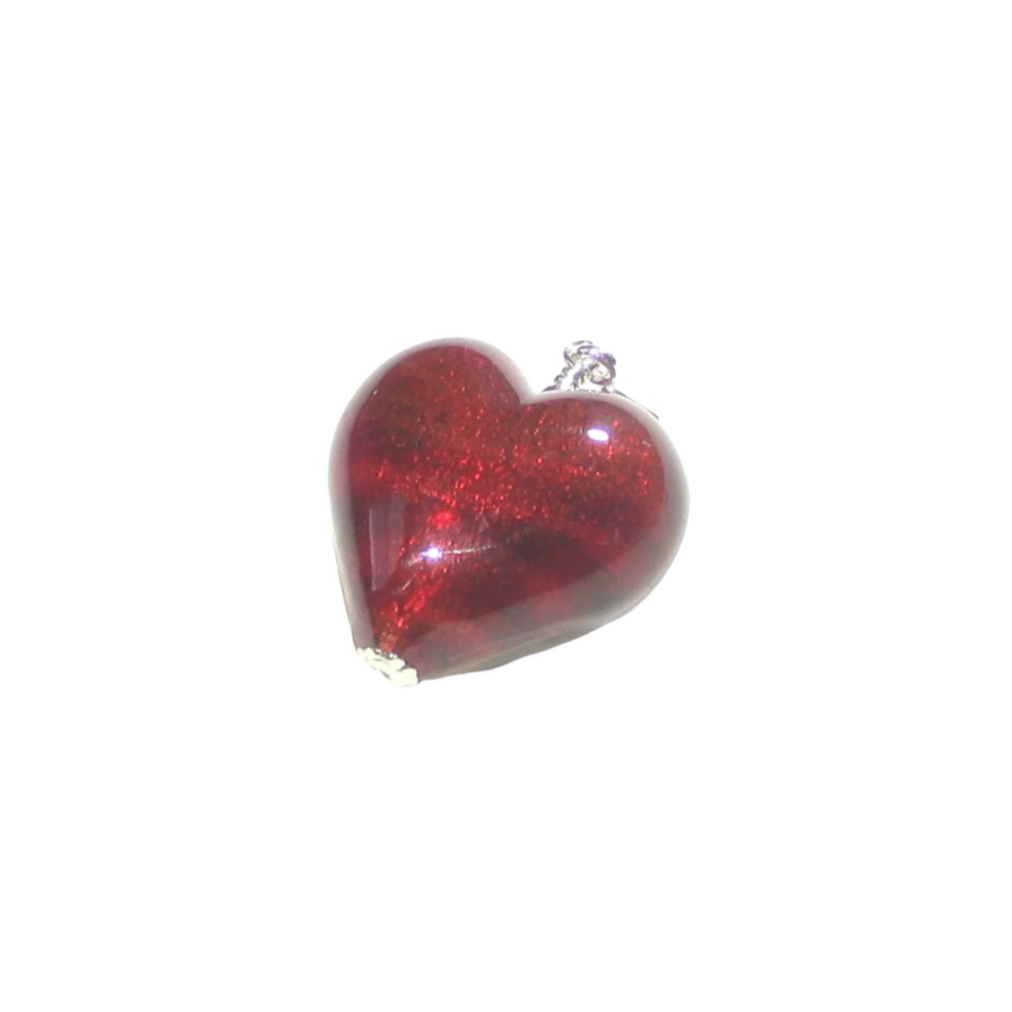 Murano Glass Dark Pink Heart Pendant, Genuine Italian Glass Jewelry