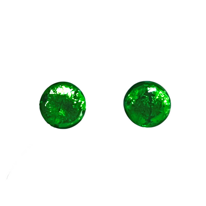 Murano Glass Emerald Green Sterling Silver Stud Earrings