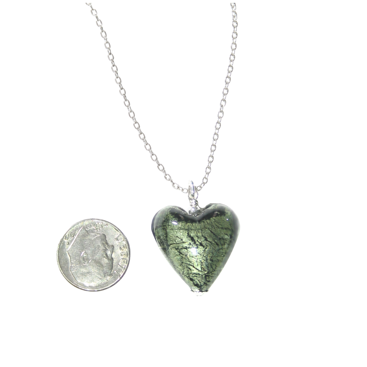 Pendentif Cœur en Verre de Murano, Petit et Gris