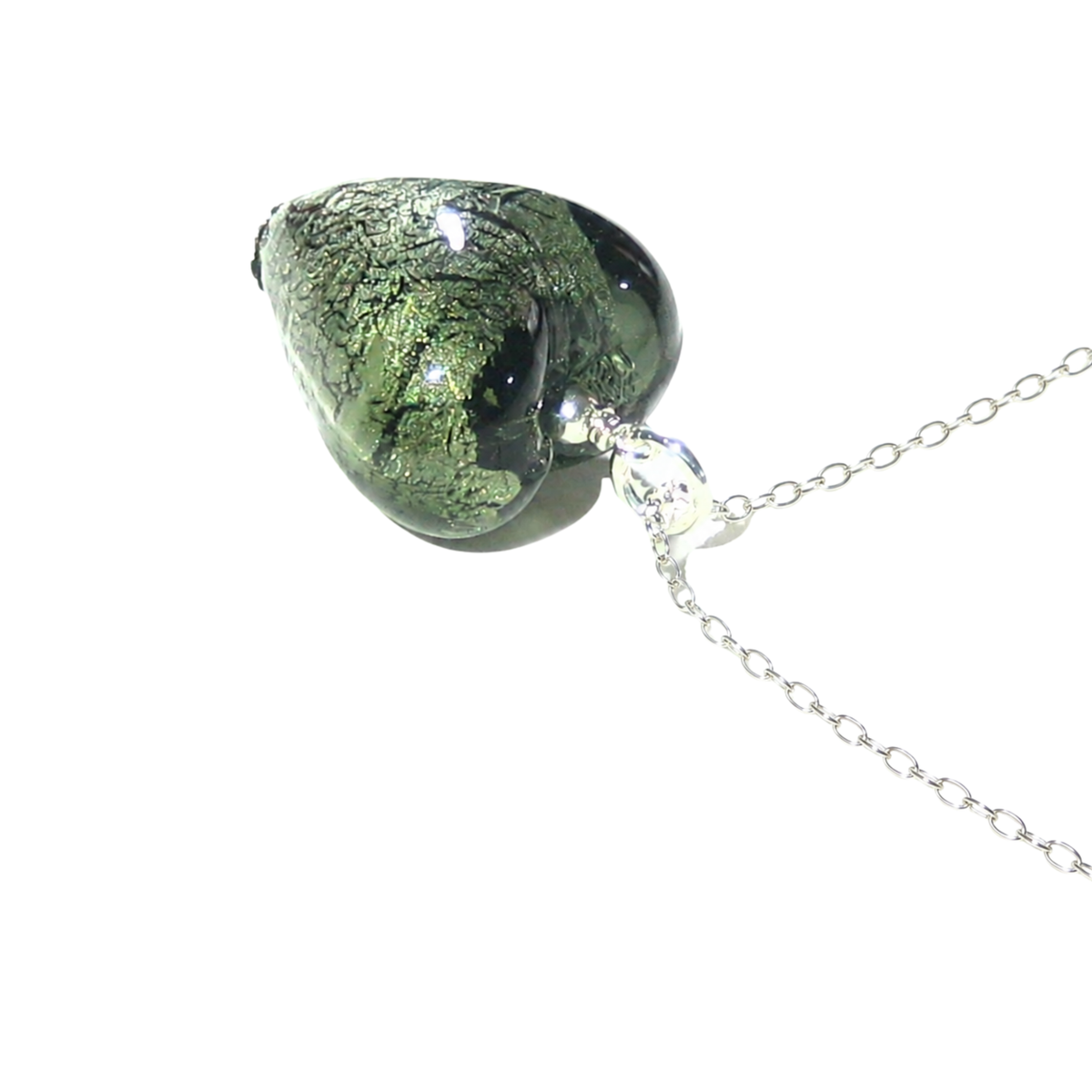 murano gray heart pendant necklace