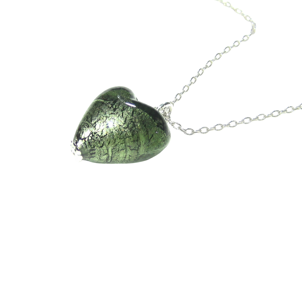 Pendentif Cœur en Verre de Murano, Petit et Gris