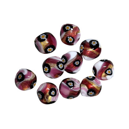 Collier en argent illusion lentille torsadée Murano Millefiori rose
