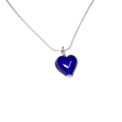Murano Small Cobalt Blue Heart Pendant Necklace