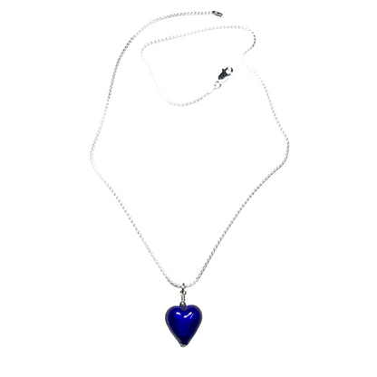 Murano Small Cobalt Blue Heart Pendant Necklace