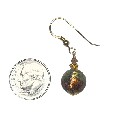 Murano Glass Blue Brown Gold Earrings
