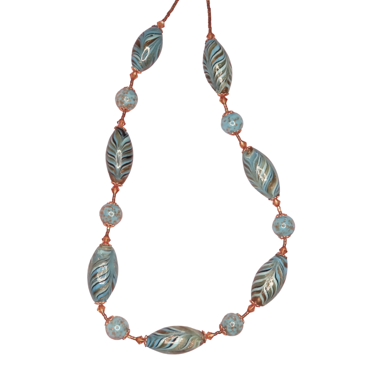 Murano turquoise zebra beaded necklace