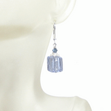 Murano Glass Alexandrite Blue Cube Silver Earrings - JKC Murano