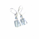 Murano Glass Alexandrite Blue Cube Silver Earrings - JKC Murano