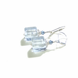 Murano Glass Alexandrite Blue Cube Silver Earrings - JKC Murano