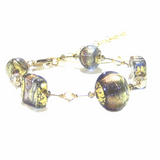 Genuine Murano Glass Brown Green Gold Bracelet - JKC Murano