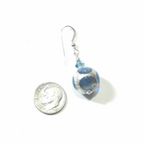 Murano Glass Aqua Blue Dot Ball Silver Earrings - JKC Murano