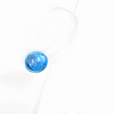 Murano Glass Aqua Blue Silver Dichroic Button Earrings, Stud Earrings - JKC Murano