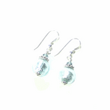 Murano Glass Aquamarine Ball Sterling Silver Earrings - JKC Murano