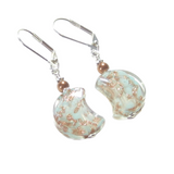 Murano Glass Aquamarine Copper Moon Silver Earrings - JKC Murano