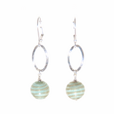 Murano Glass Aquamarine Copper Rings Long Silver Earrings - JKC Murano