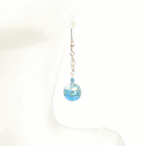 Murano Glass Aqua Ball Dangle Gold Earrings, leverback Earrings - JKC Murano