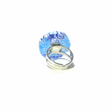 Murano Glass Aqua White Large Millefiori Ring - JKC Murano