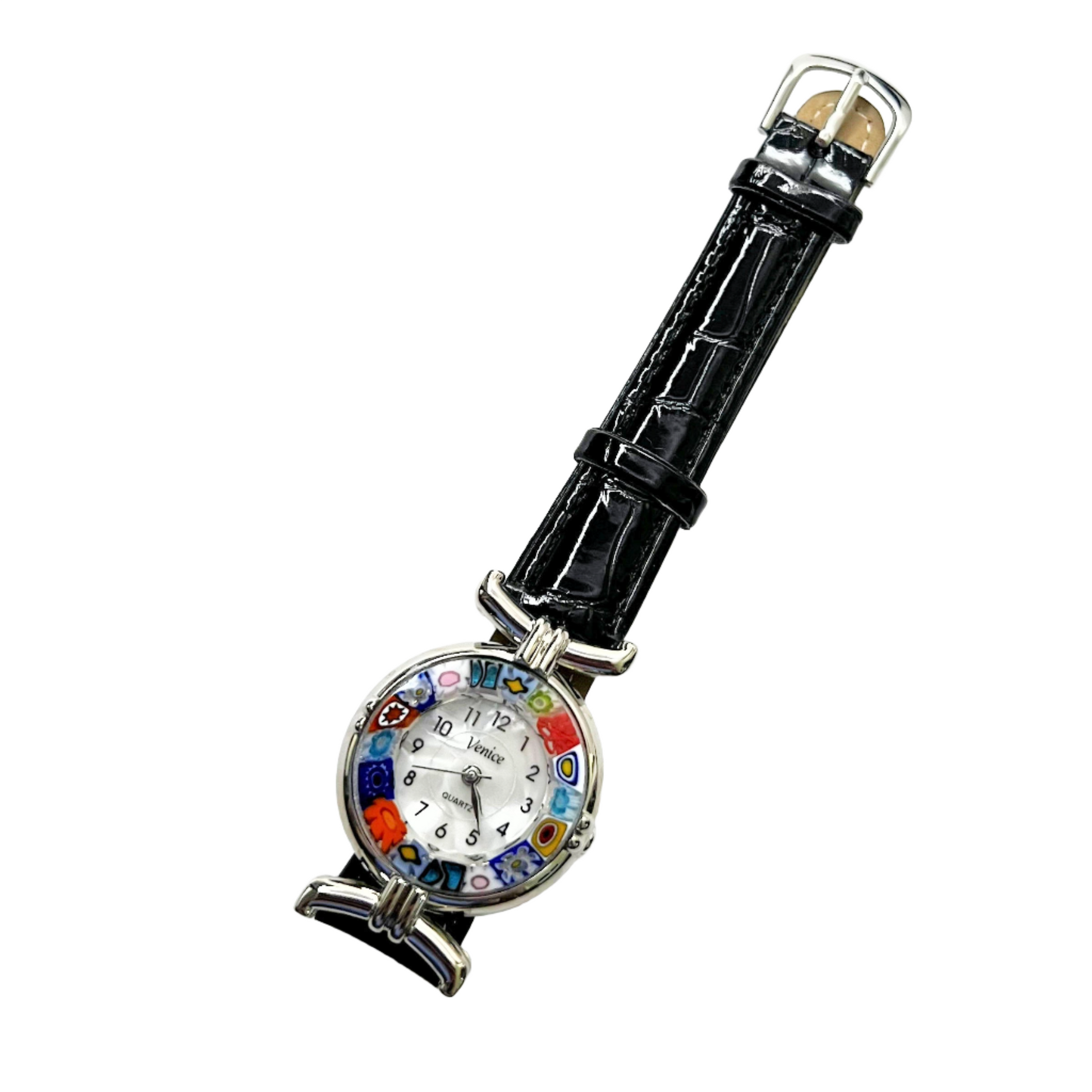 Murano glass black millefiori watch by JKC Murano from Venice