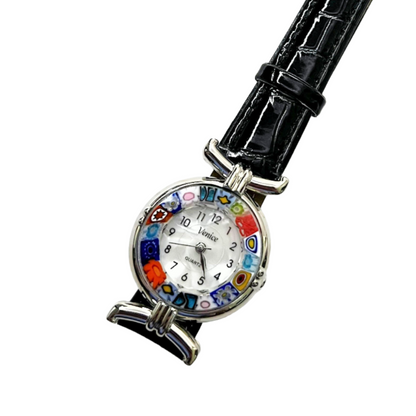 Murano glass black millefiori watch by JKC Murano from Venice