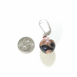 Italian Glass Black White Red Copper Silver Earrings by JKC Murano - JKC Murano
