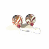 Italian Glass Black White Red Copper Silver Earrings by JKC Murano - JKC Murano